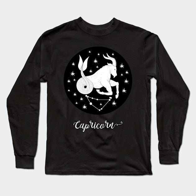 Capricorn Long Sleeve T-Shirt by LM's Designs